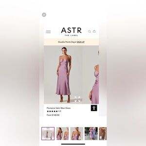 ASTR The Label Florianne Satin Maxi Dress, Purple, Small